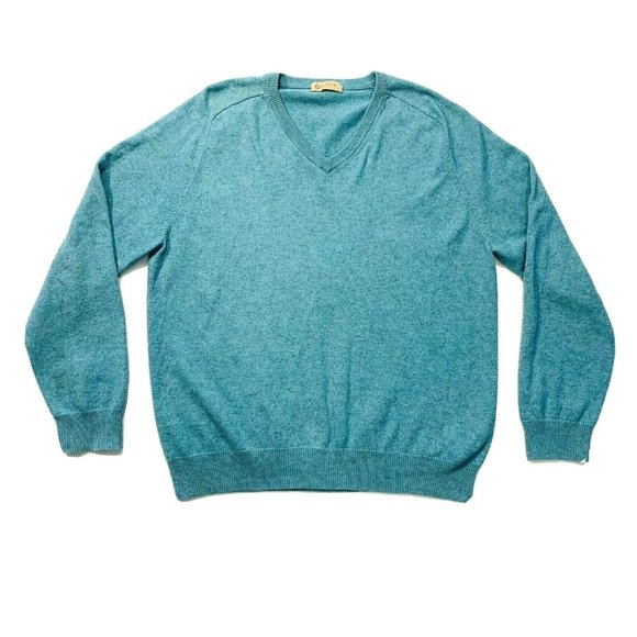 J Crew Cotton Cashmere Blend Knit Sweater V Neck Long Sleeve Light Blue L #86055 - Picture 1 of 12